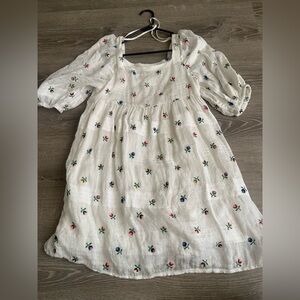 Kimchi Blue Cream Dress with Floral Embroidery